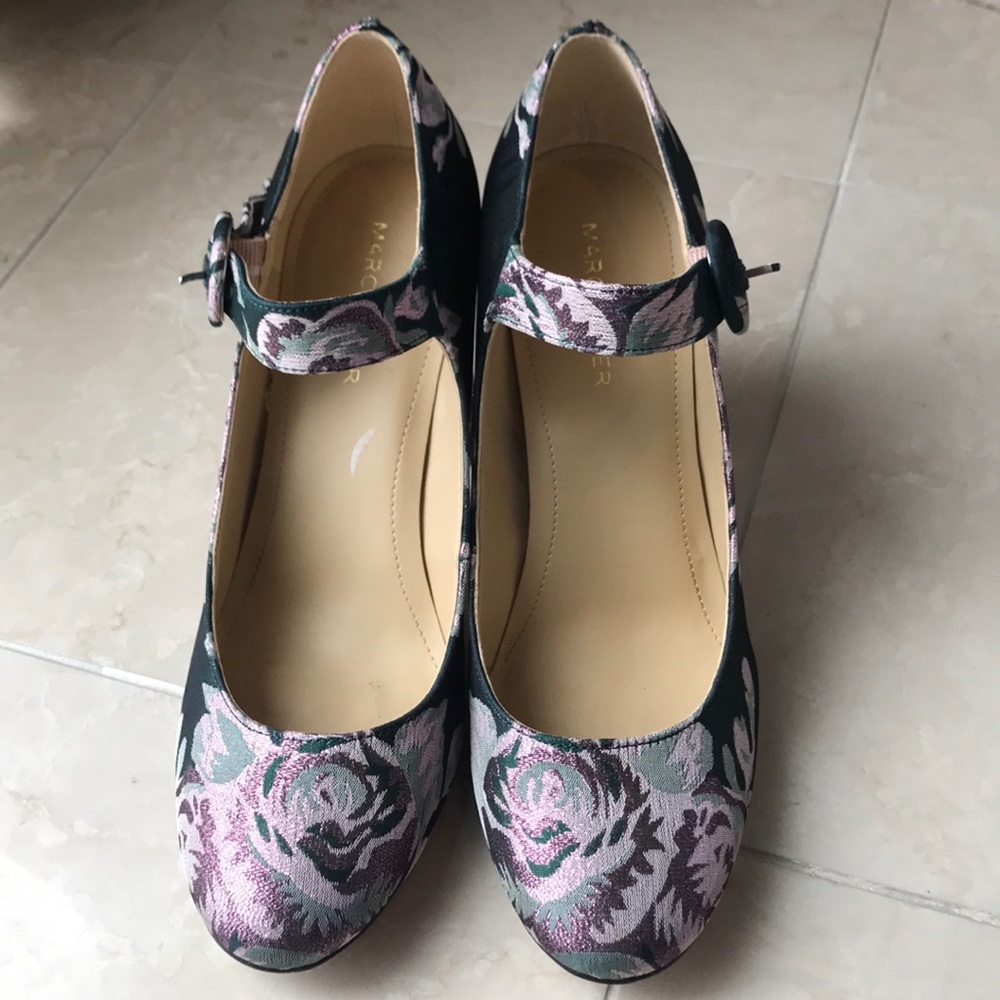Marc Fisher Floral Mary Jane Glittered Heels